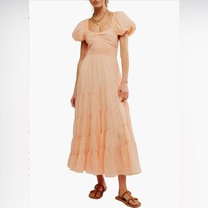 Free People Sun-Drenched Puff Sleeve Maxi Dress